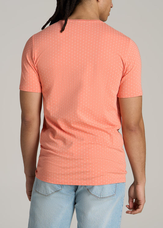 Stretch Pima Cotton Printed Tee for Tall Men in Apricot Mini Floral