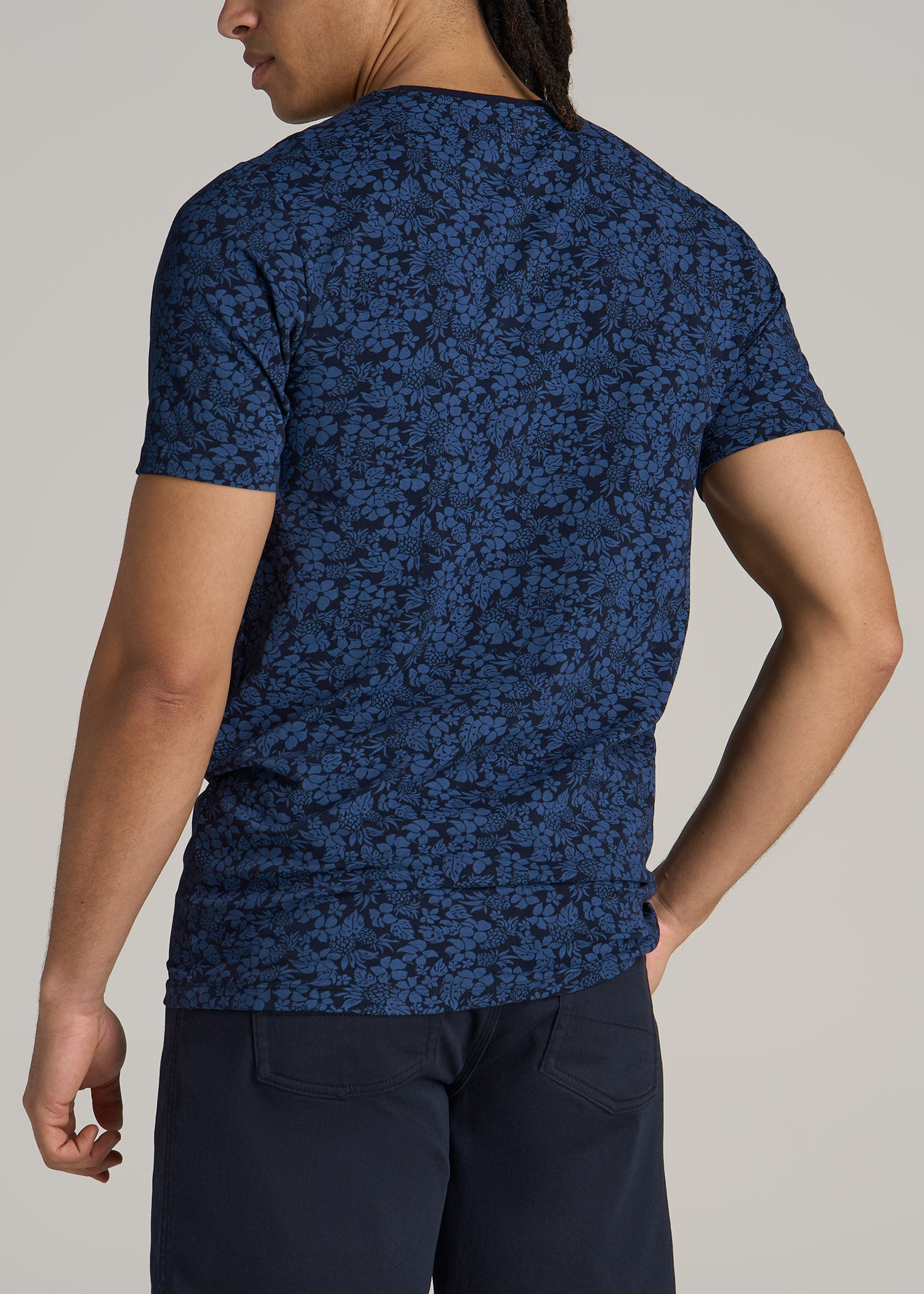 Stretch Pima Cotton Printed Tee for Tall Men
