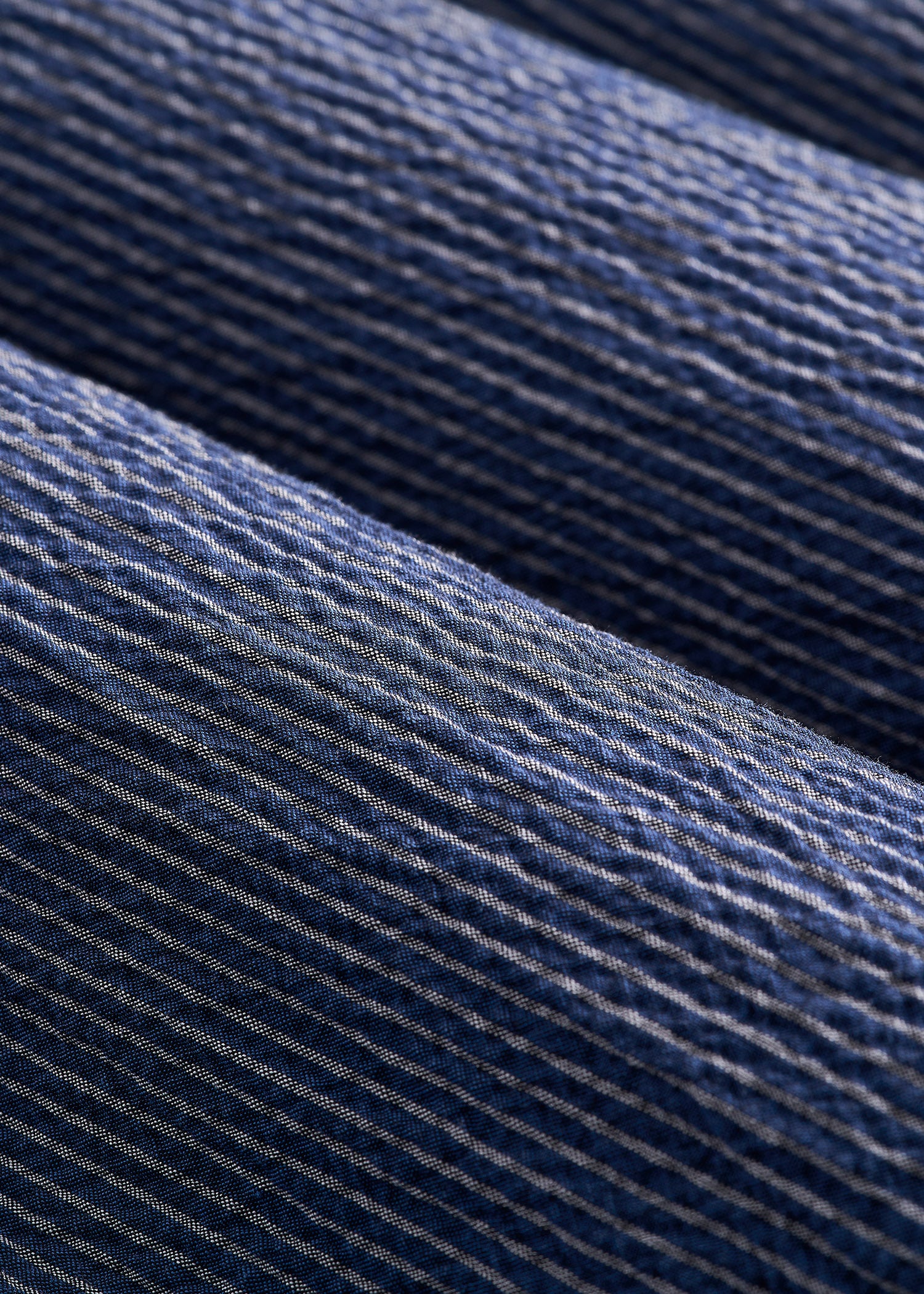 Stretch Seersucker Blazer for Tall Men in Navy and Off White Stripe