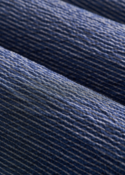 Stretch Seersucker Blazer for Tall Men in Navy and Off White Stripe