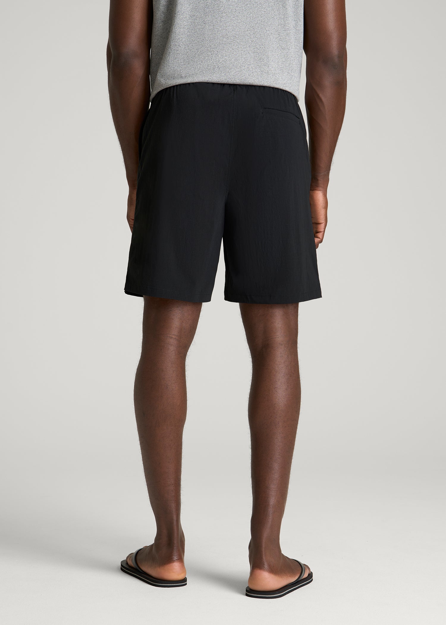 Stretch Swim Shorts for Tall Men in Deep Black