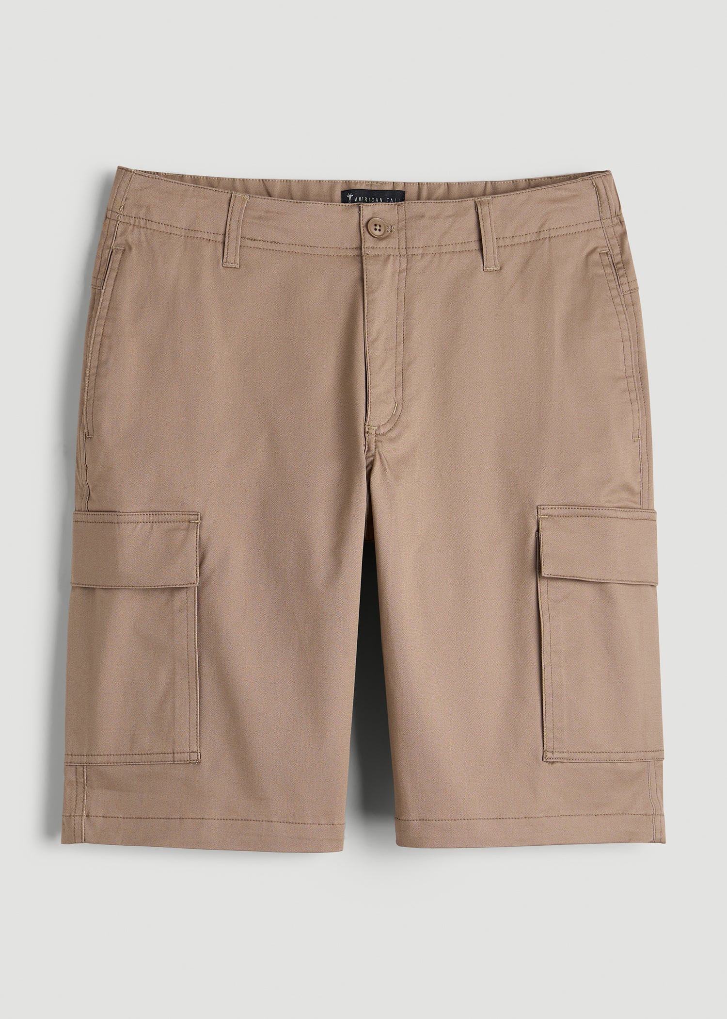Stretch Twill Cargo Shorts for Tall Men in Dark Sand