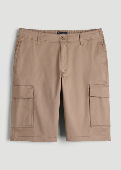 Stretch Twill Cargo Shorts for Tall Men in Dark Sand