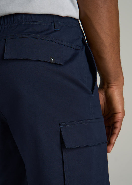 Stretch Twill Cargo Shorts for Tall Men in Evening Blue