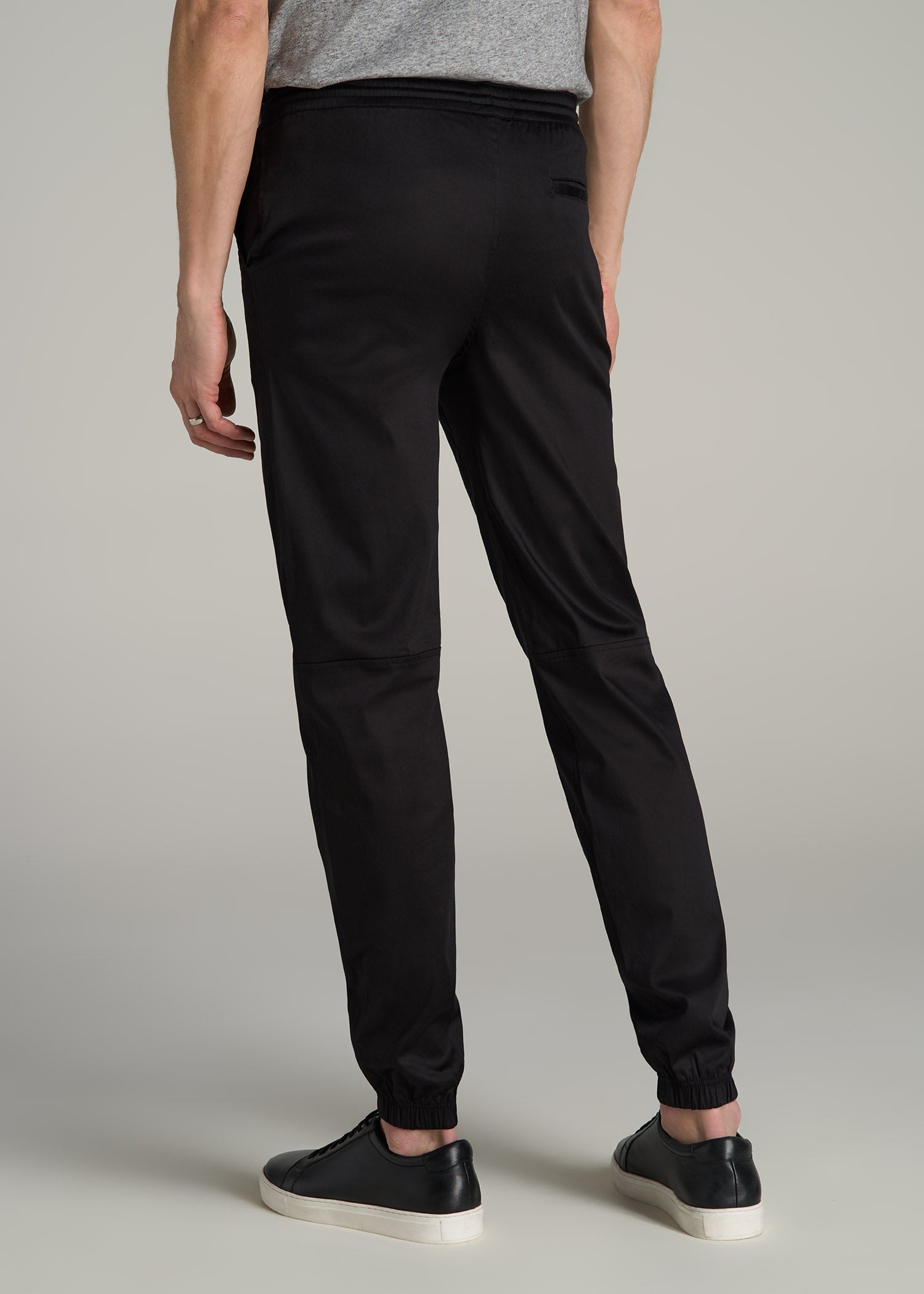 Stretch Twill Jogger Pants for Tall Men in Black