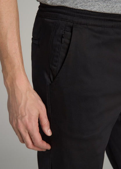 Stretch Twill Jogger Pants for Tall Men in Black