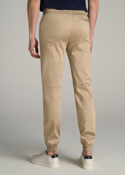 Stretch Twill Jogger Pants for Tall Men in Desert Khaki