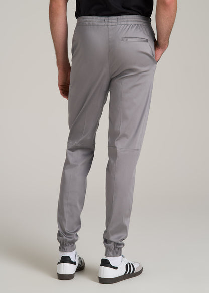 Stretch Twill Jogger Pants for Tall Men in Owl Grey
