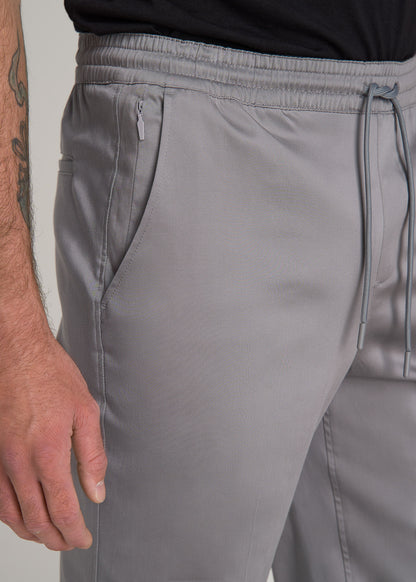 Stretch Twill Jogger Pants for Tall Men in Owl Grey