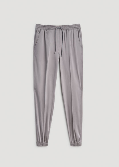 Stretch Twill Jogger Pants for Tall Men in Owl Grey