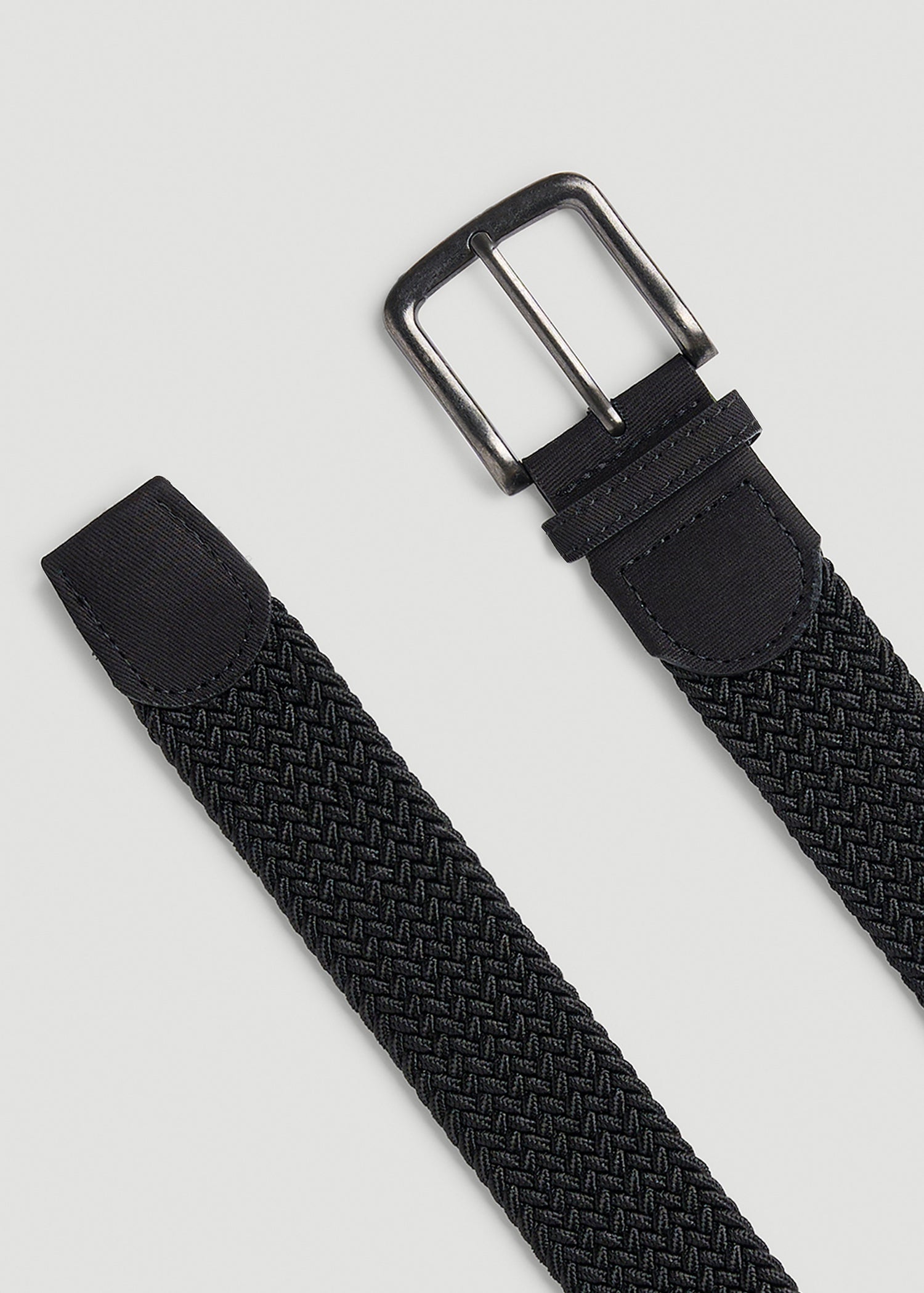 Stretch Woven Belt for Tall Men in Black