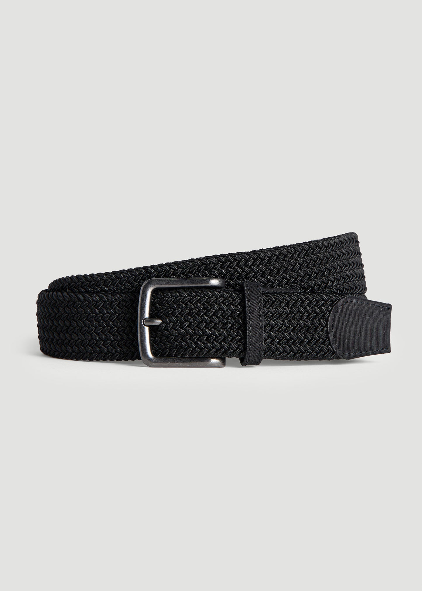 Stretch Woven Belt for Tall Men in Black