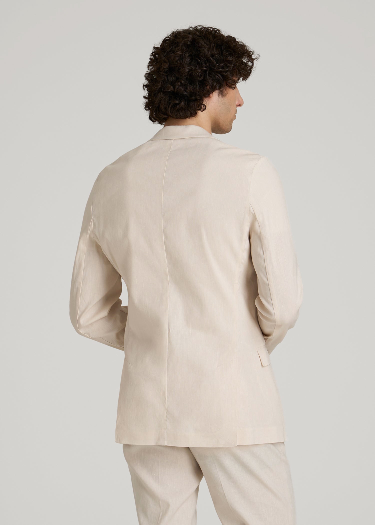 Stretch Linen Blazer for Tall Men in Light Beige Linen 52 / Extra Tall / Light Beige Linen Stretch Linen Blazer for Tall Men in Light Beige Linen 52 / Extra Tall / Light Beige Linen