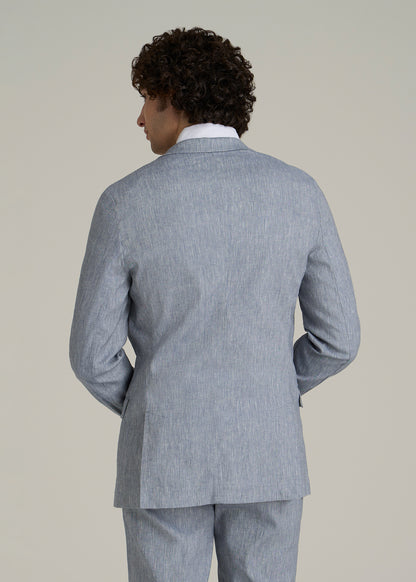 Stretch Linen Blazer for Tall Men in Navy Linen
