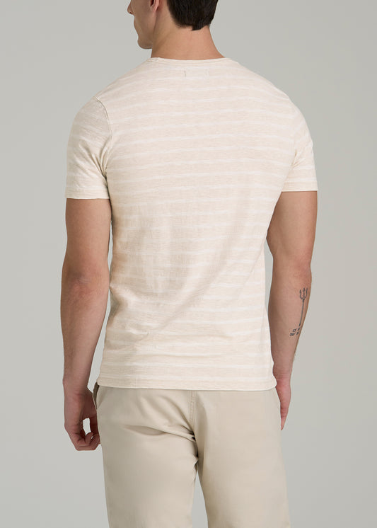 REGULAR-FIT Striped Tee in Heathered Oatmeal and White Stripe - Men's Tall T-shirt