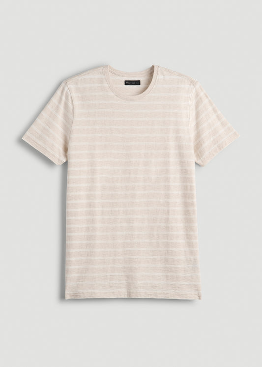 REGULAR-FIT Striped Tee in Heathered Oatmeal and White Stripe - Men's Tall T-shirt