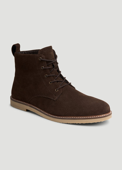 Suede Crepe Sole Boots for Tall Men in Dark Brown