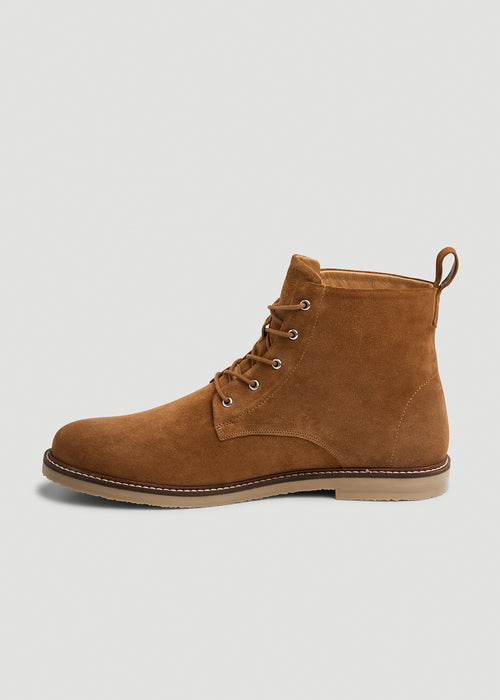 Suede Crepe Sole Boots for Tall Men in Tan