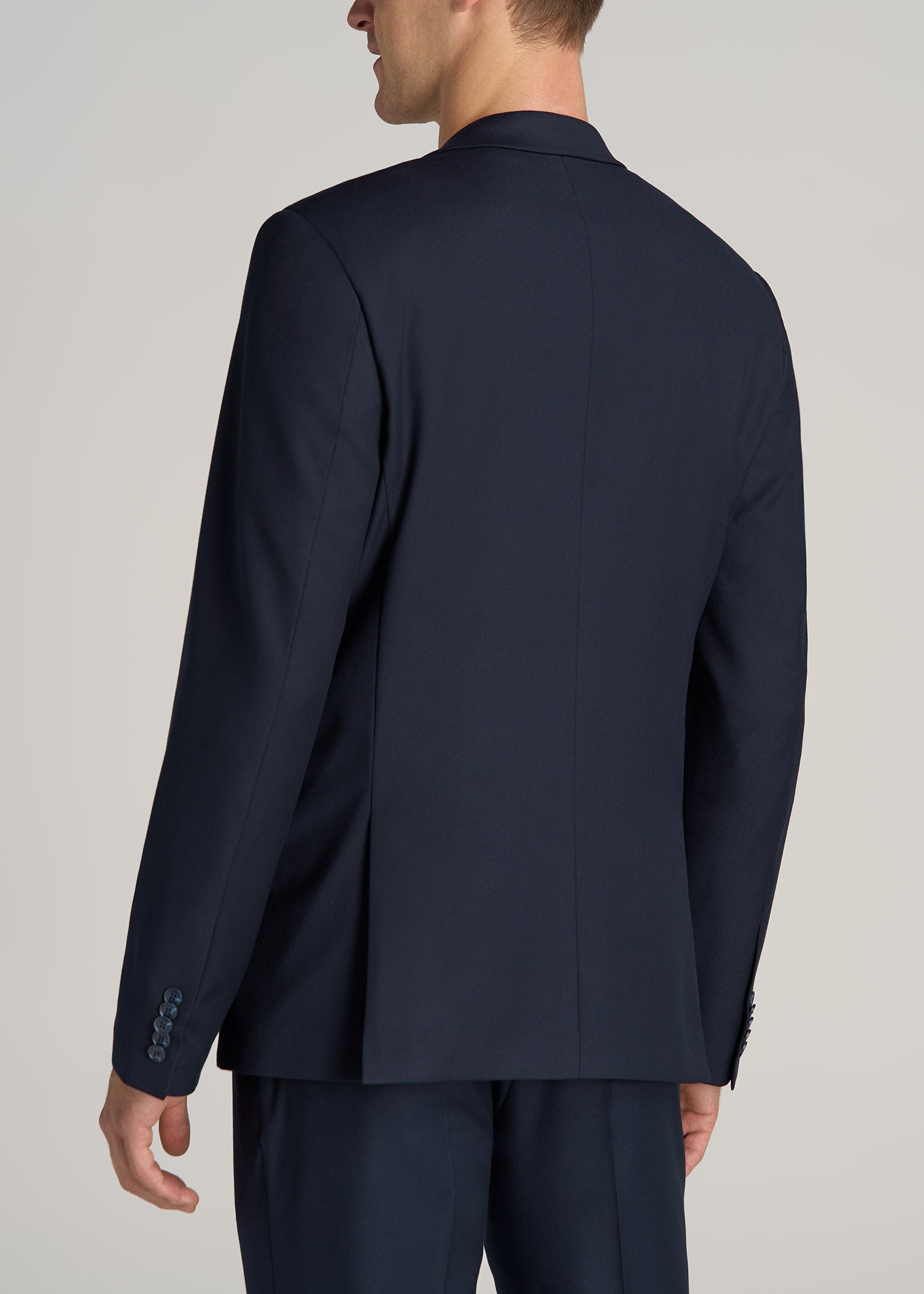 Men's Navy Blue Solid Pattern Big and Tall Long Men's Dress Topcoat main image 0