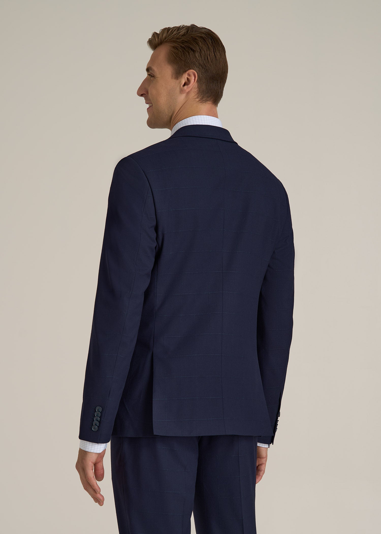 Suit Jacket for Tall Men in Blue Windowpane