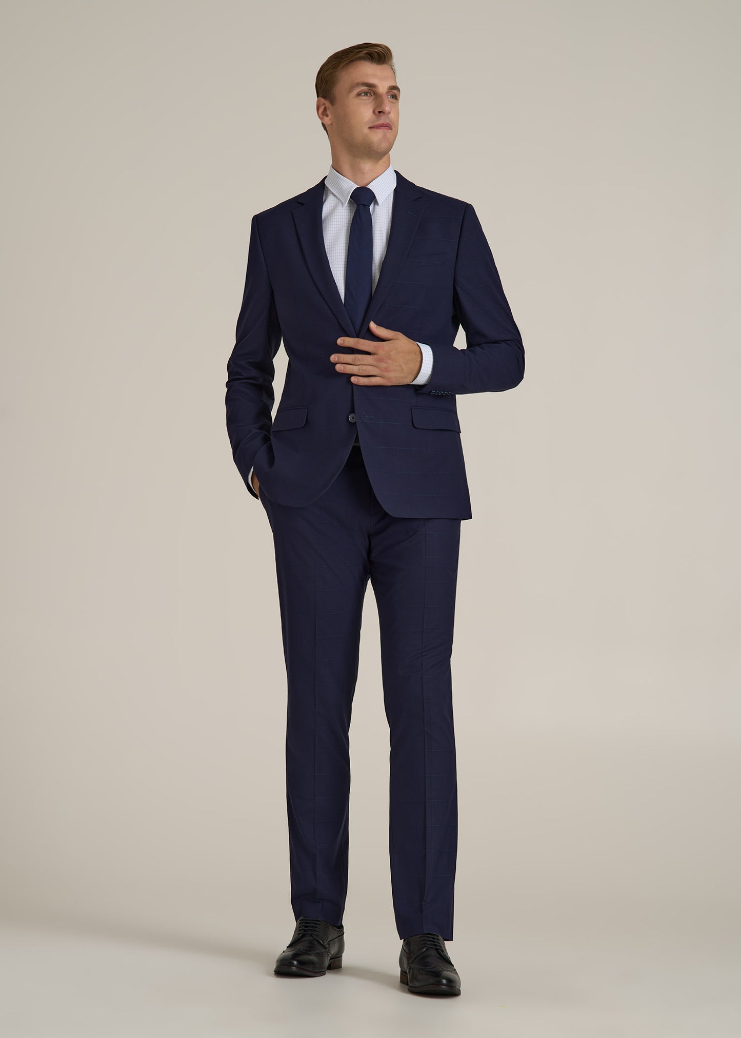 Suit Jacket for Tall Men in Blue Windowpane