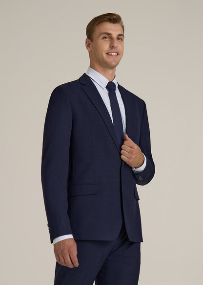 Suit Jacket for Tall Men in Blue Windowpane