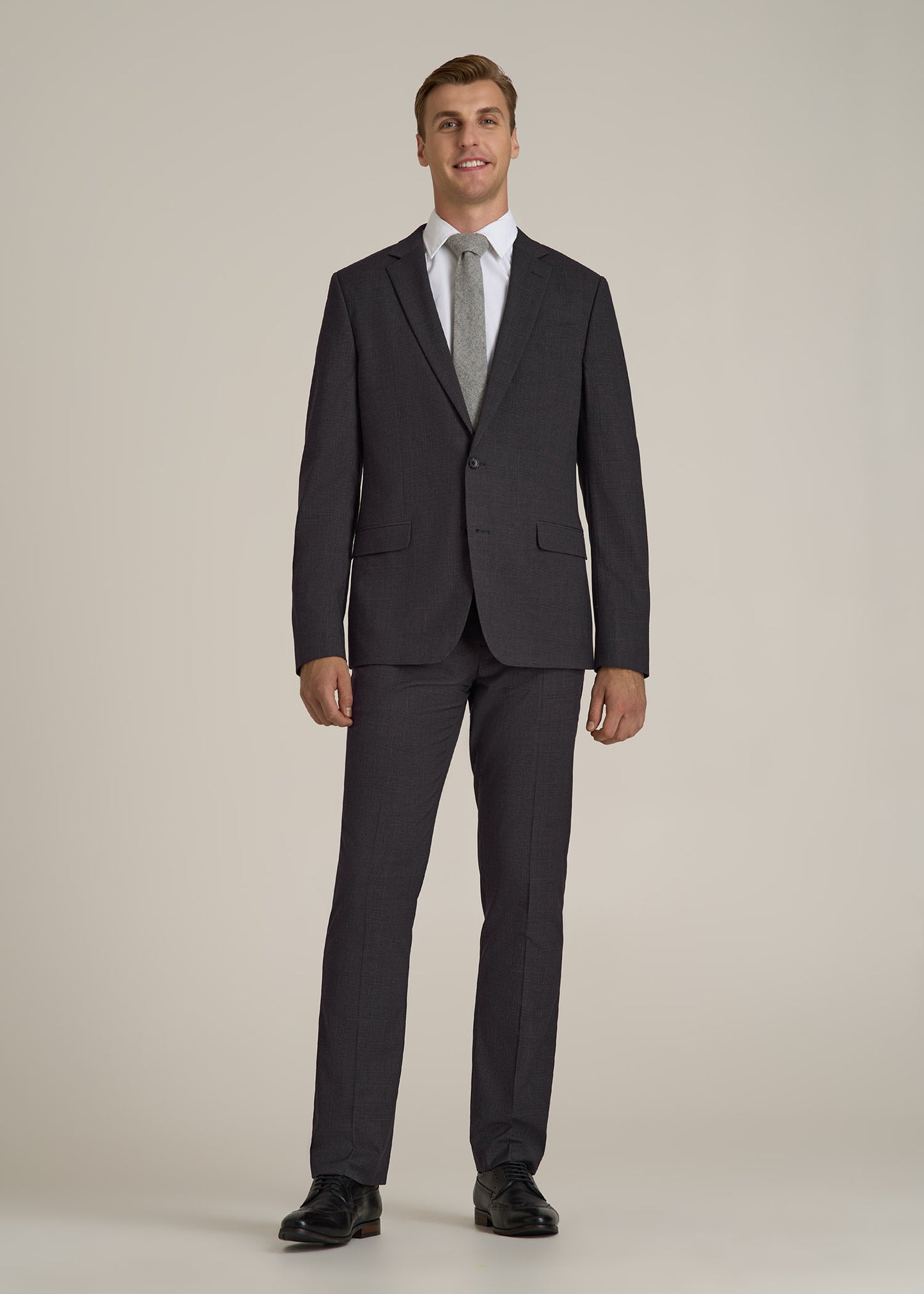 Suit Jacket for Tall Men in Charcoal Plaid