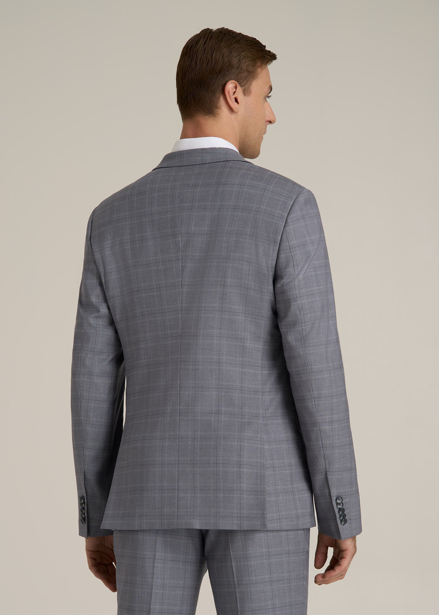 Suit Jacket for Tall Men in Light Grey Plaid