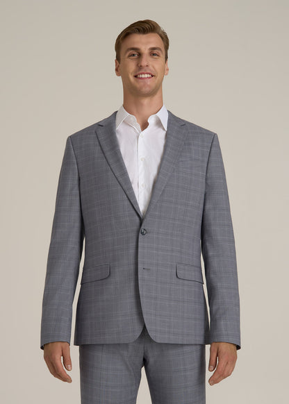 Suit Jacket for Tall Men in Light Grey Plaid