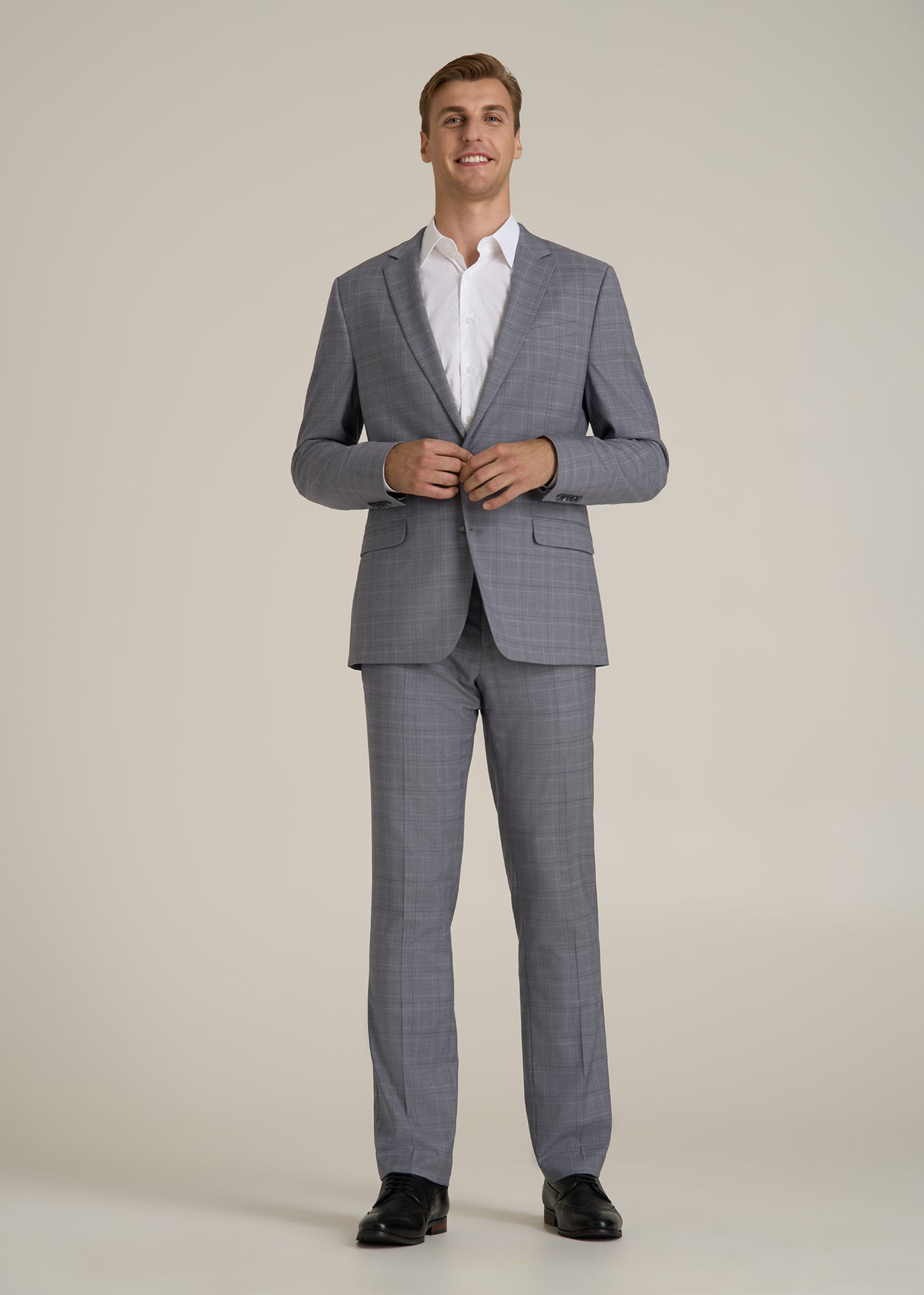 Suit Jacket for Tall Men in Light Grey Plaid