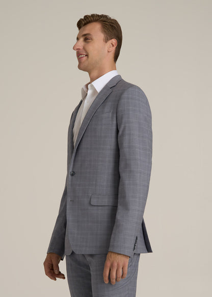Suit Jacket for Tall Men in Light Grey Plaid