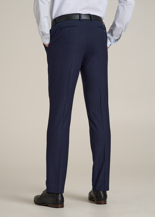 Suit Trousers for Tall Men in Blue Windowpane