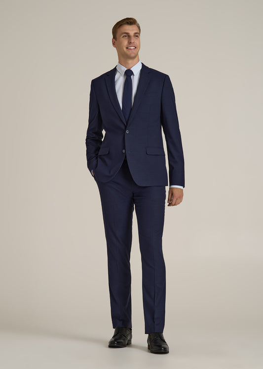 Suit Trousers for Tall Men in Blue Windowpane