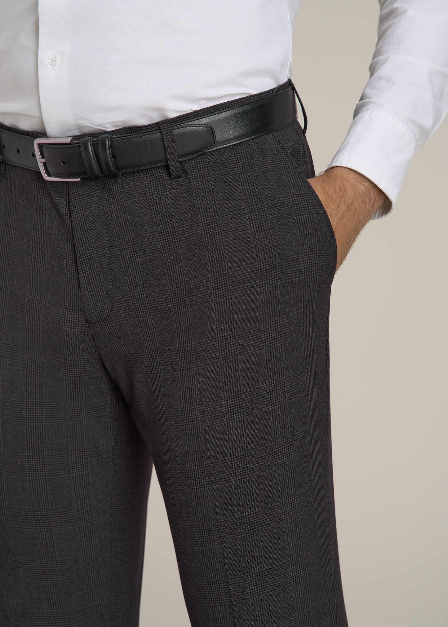 Suit Trousers for Tall Men in Charcoal Plaid