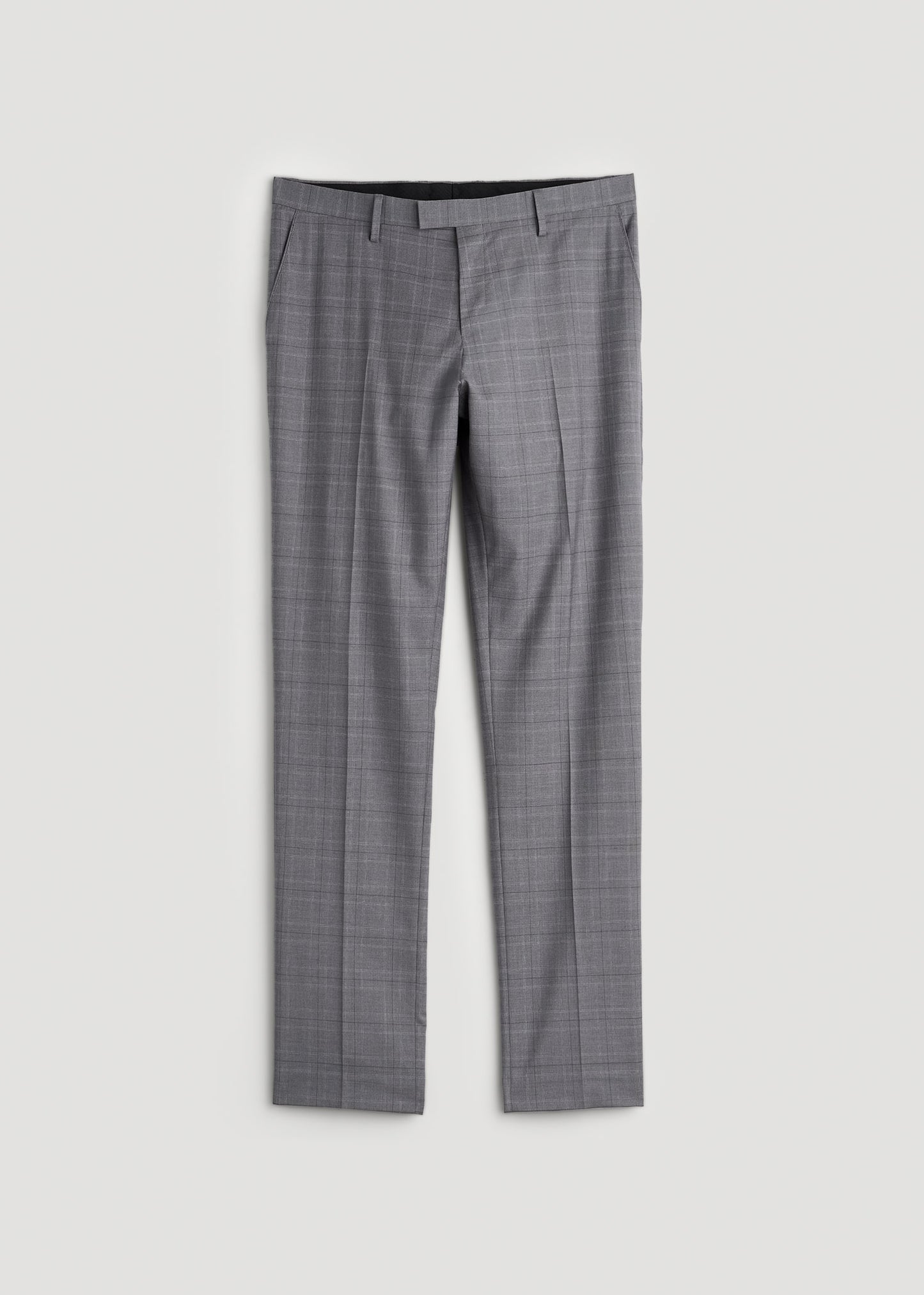 Suit Trousers for Tall Men in Light Grey Plaid