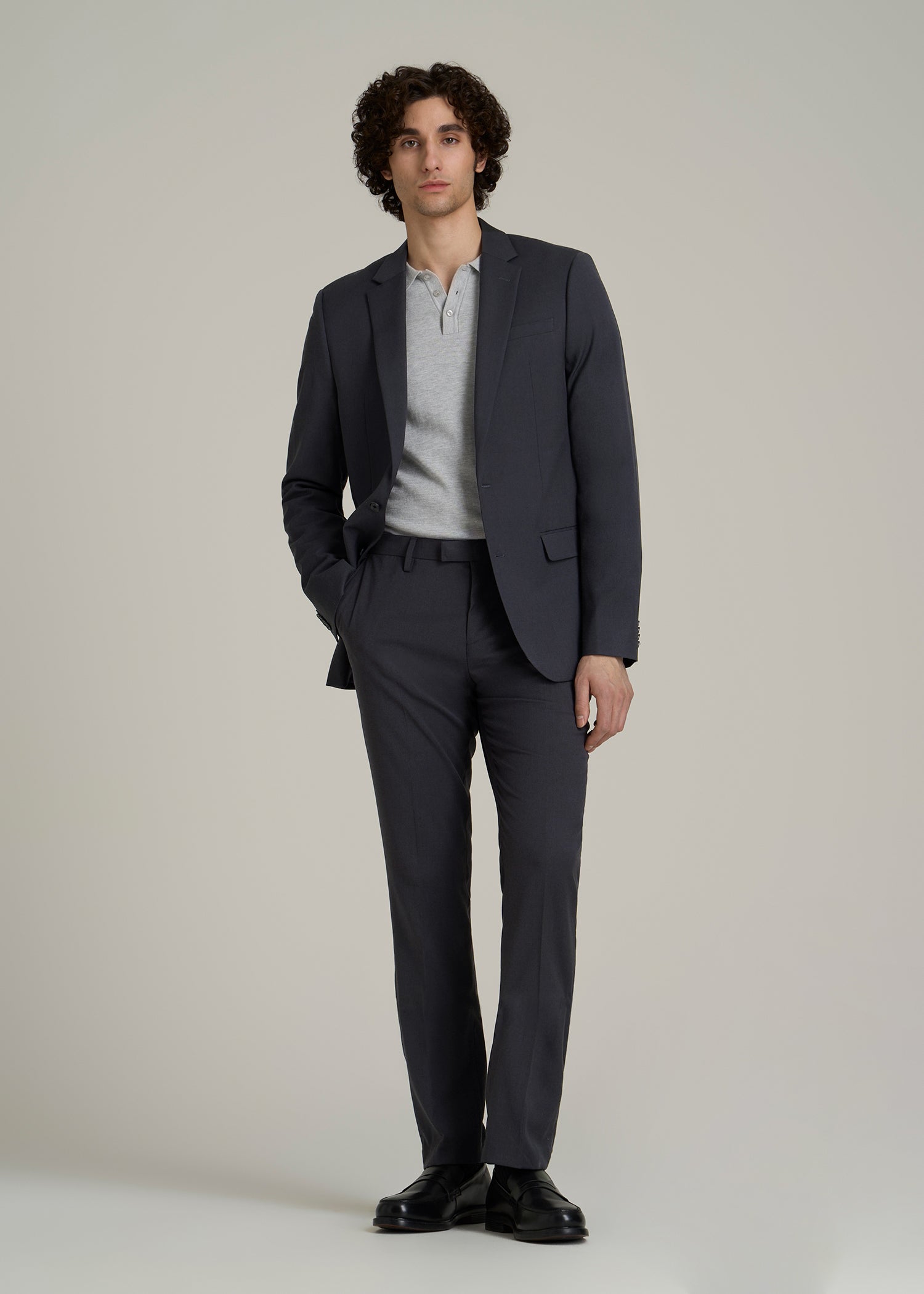 Suit Trousers for Tall Men in Mid Grey