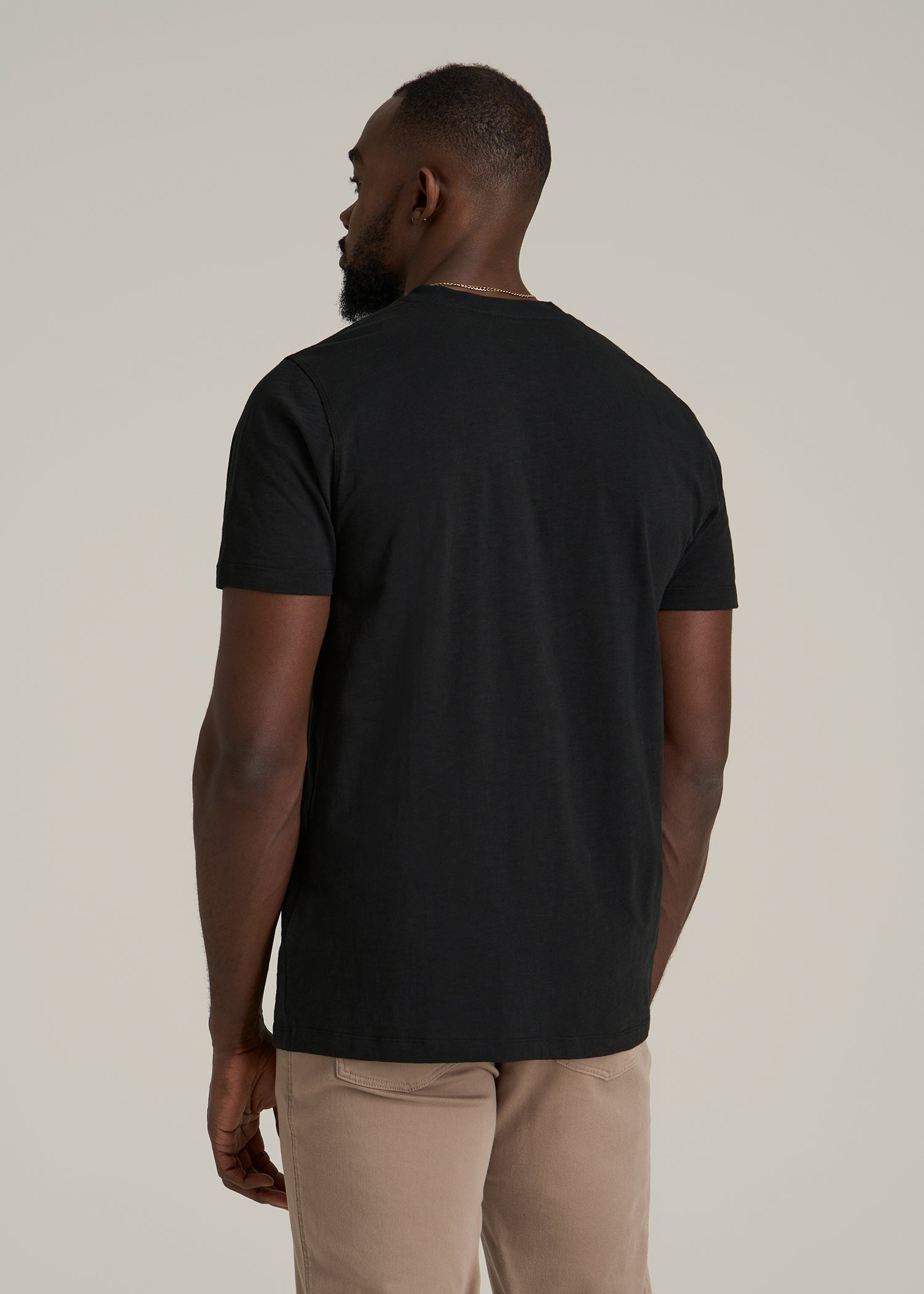 Sunwashed Short Sleeve Slub Henley for Tall Men in Black