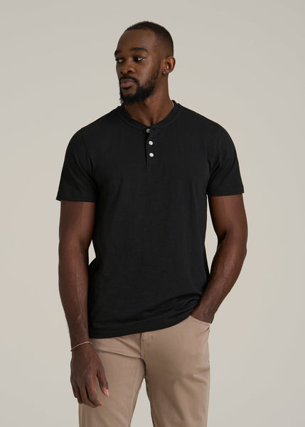 Sunwashed Short Sleeve Slub Henley for Tall Men | American Tall