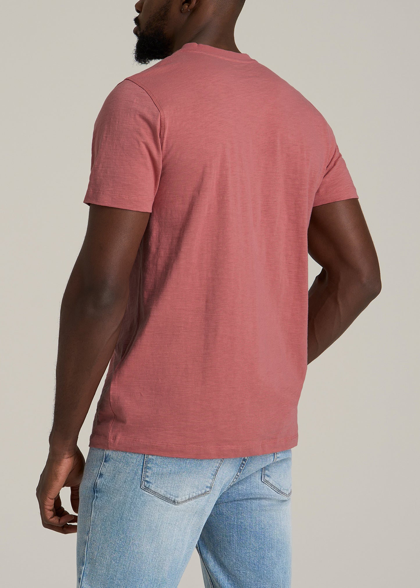 Sunwashed Short Sleeve Slub Henley for Tall Men in Dusty Cedar