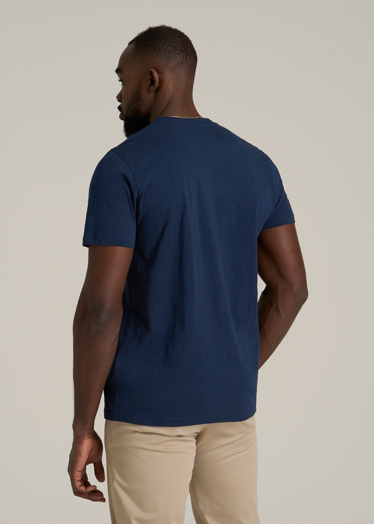 Sunwashed Short Sleeve Slub Henley for Tall Men in Regal Blue