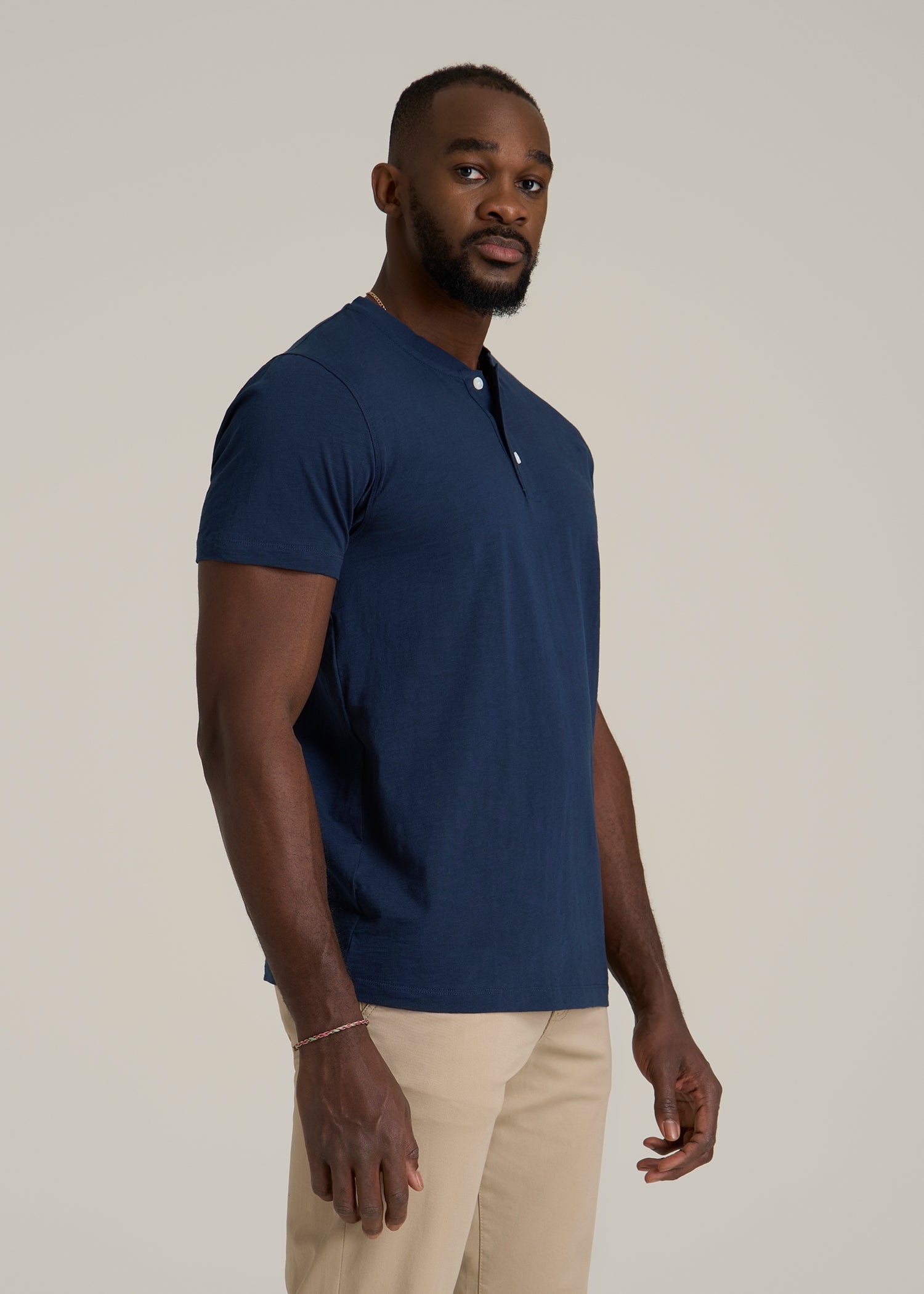 Sunwashed Short Sleeve Slub Henley for Tall Men | American Tall