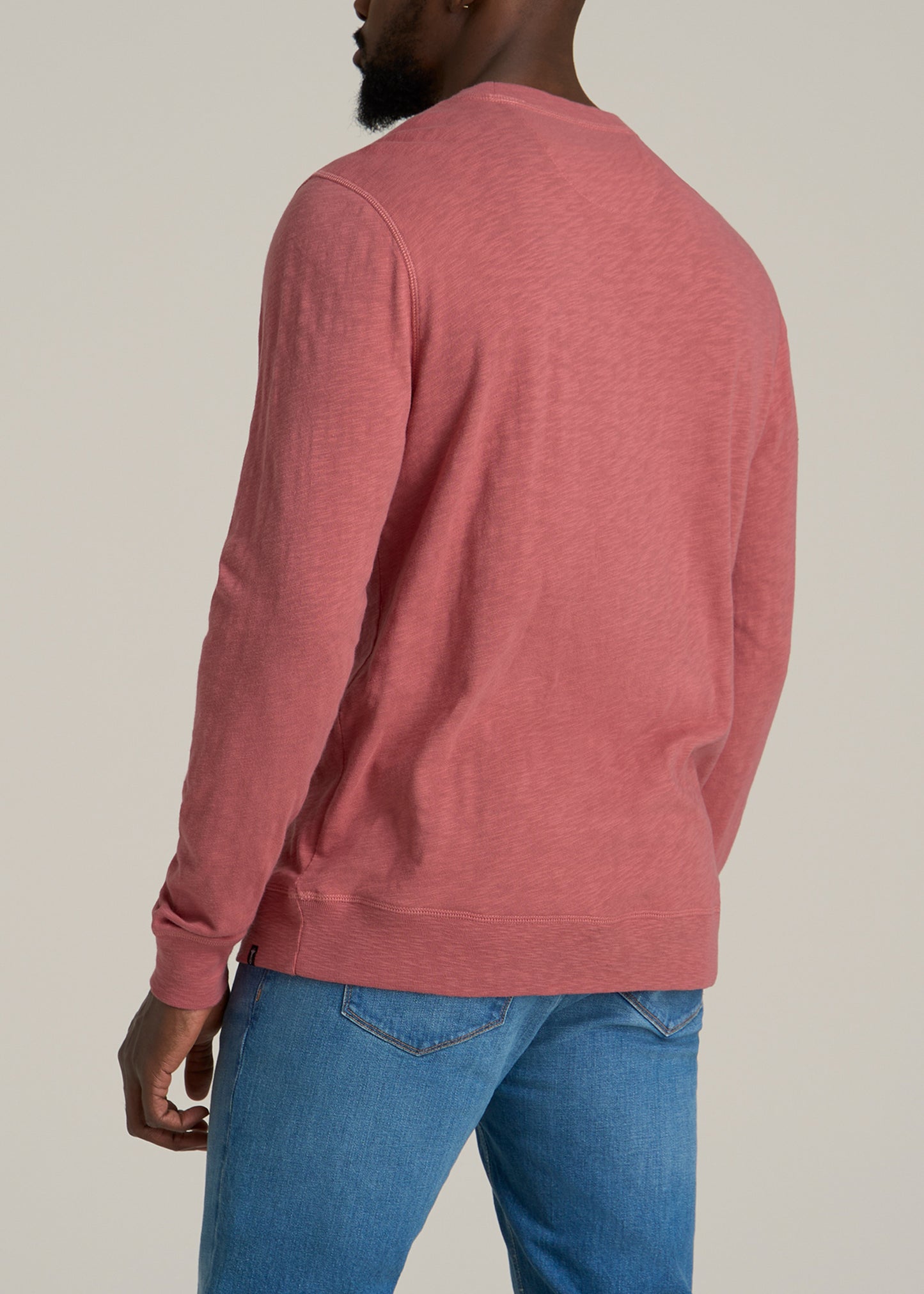 Sunwashed Slub Crewneck for Tall Men in Dusty Cedar