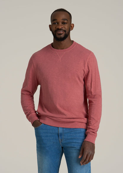 Sunwashed Slub Crewneck for Tall Men in Dusty Cedar