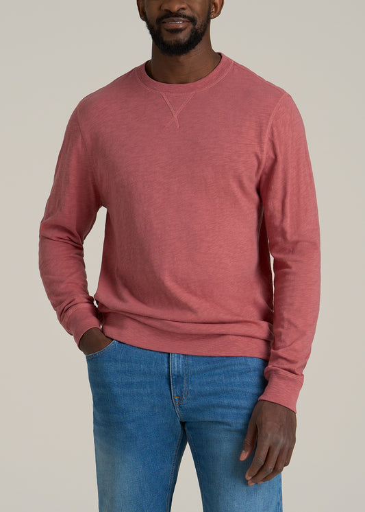 Sunwashed Slub Crewneck for Tall Men in Dusty Cedar