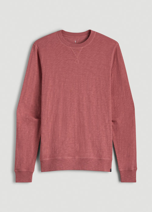 Sunwashed Slub Crewneck for Tall Men in Dusty Cedar