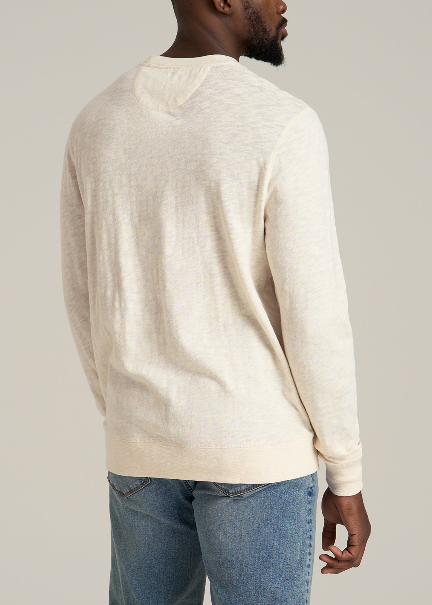 Sunwashed Slub Crewneck for Tall Men in Ivory White