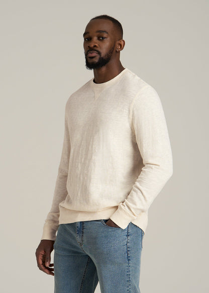 Sunwashed Slub Crewneck for Tall Men in Ivory White