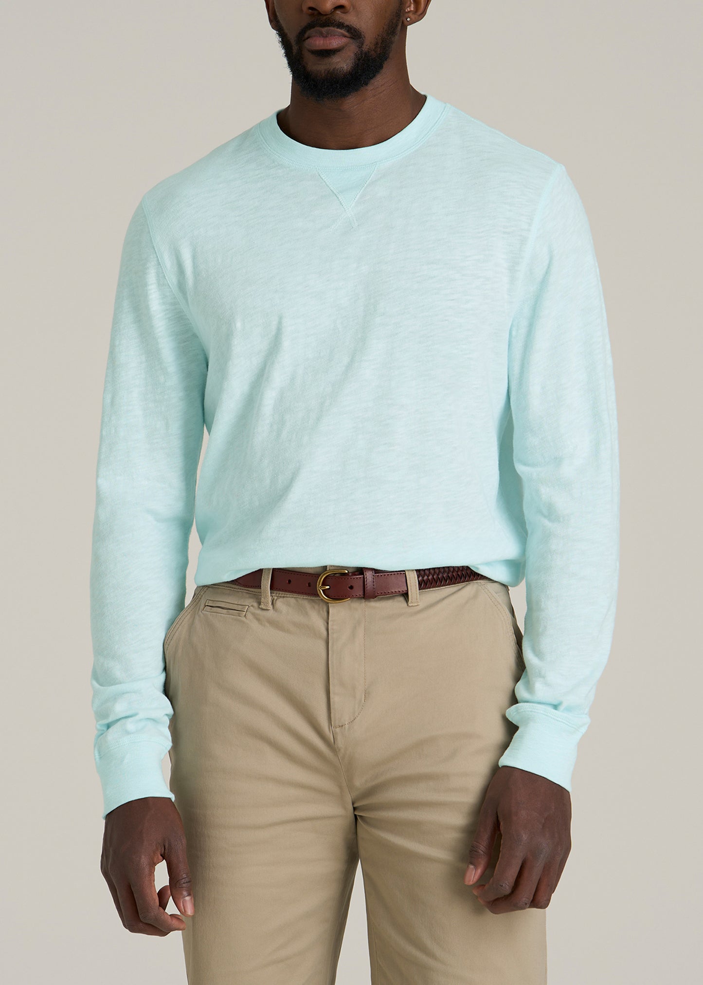 Sunwashed Slub Crewneck for Tall Men in Saltwater