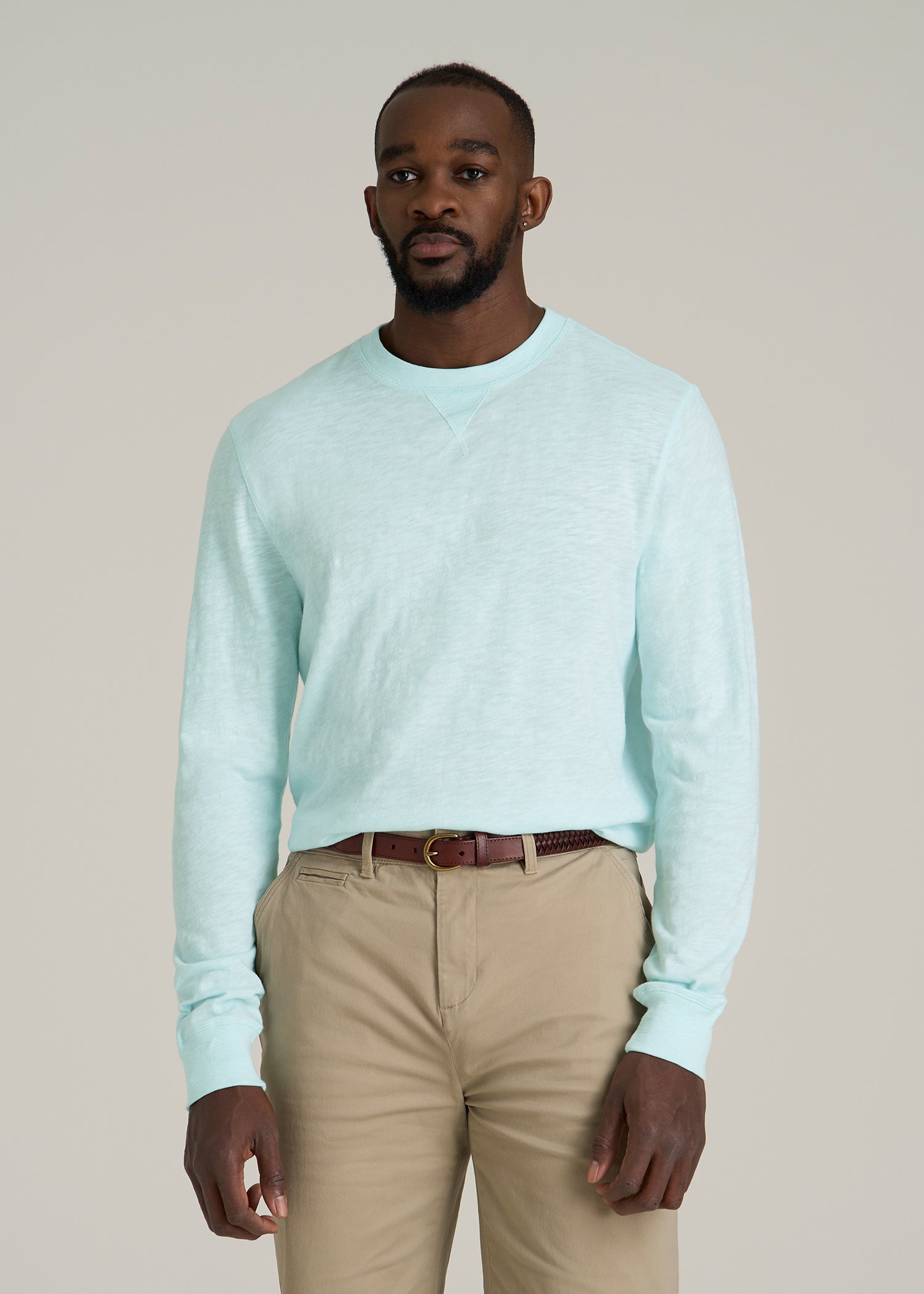 Sunwashed Slub Crewneck for Tall Men in Saltwater