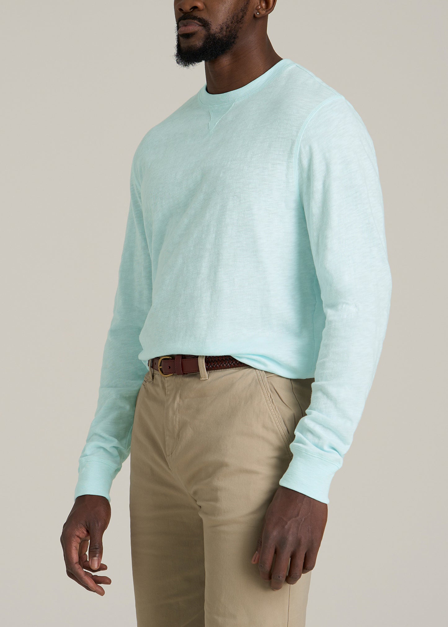 Sunwashed Slub Crewneck for Tall Men in Saltwater